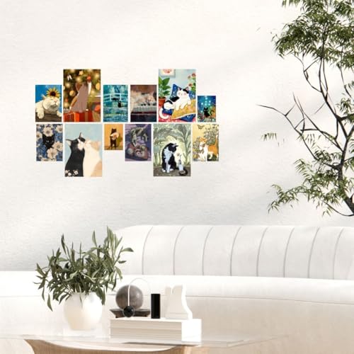 Image of Funk You Store Cat Posters (Set of 12) Cute Kitten Posters for Wall | Collage Set of Pussy Cat Poster for bedoom, living room, dorm room, studyroom | Poster for Wall | Glue Dots Included (D 028)
