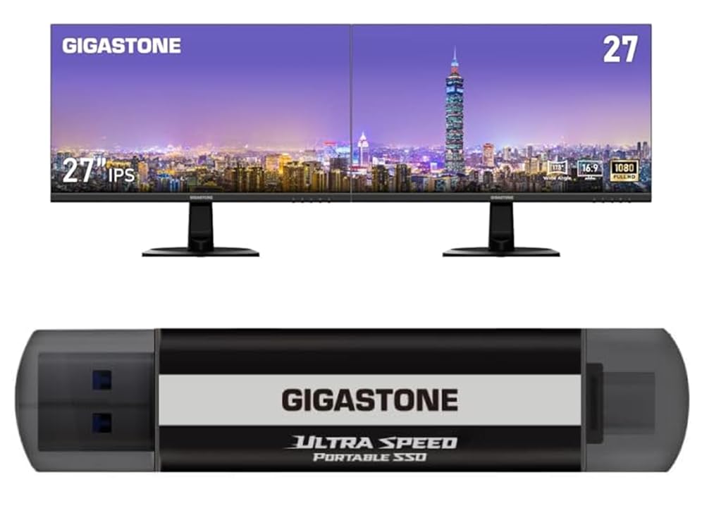 Gigastone [USB3.2 Gen2] USB-C+USB-A External SSD 1TB 1,050MB/s for PS5 iPhone15 MacBook iPad Xbox Gaming SSD Backup Hard Drive