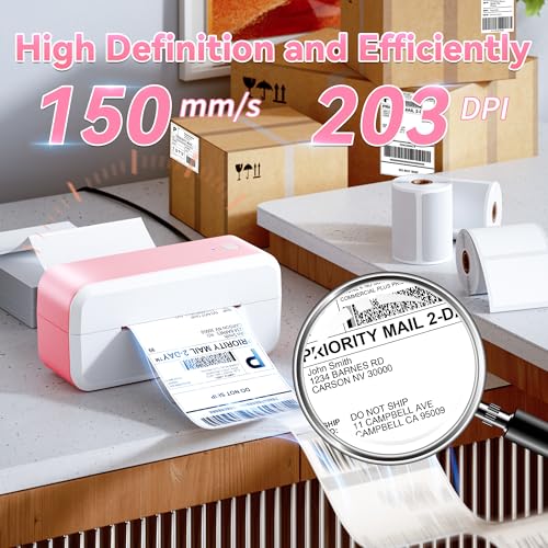 undefined Bluetooth Shipping Label Printer, 4x6 Thermal Label Printer for Shipping Packages & Small Business, Compatible with IOS, Android, Windows and Mac, Widely Used for Ebay, Shopify, Amazon, Etsy (Pink) の商品画像 2
