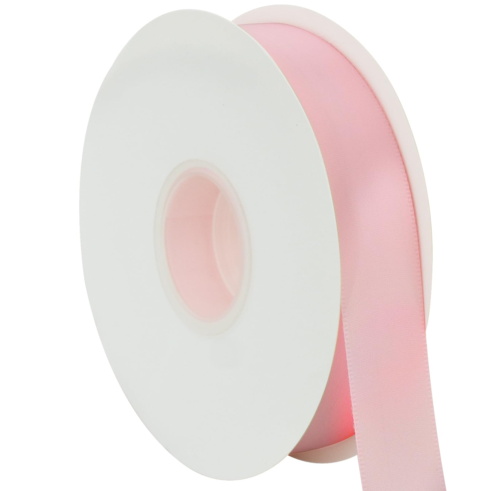 TONIFUL Pink Solid Satin Ribbon 1 Inch x 50 Yard Thin Satin Ribbon for Flower Bouquet Gift Wrapping, Sewing