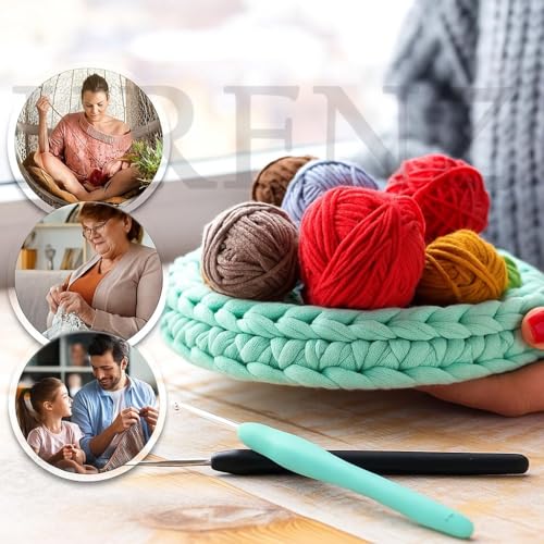 Image of KRENZ Crochet Kit for Beginners Adults, Crochet Kits Include Yarn, 59pcs Crochet Starter Kit for Beginners Kids,Ergonomic Crochet Hooks 2.0-6.0 mm, Lace Steel Needles 0.6-1.9 mm (Pink Pouch)