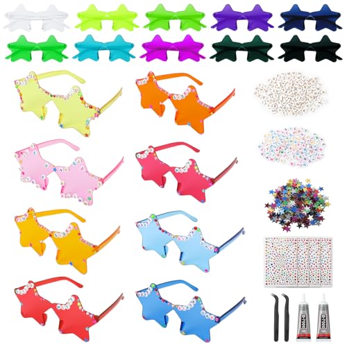 YOGFIT 18/22 PCS DIY Sunglasses for Concert Birthday Popular Singer Party Favors Friendship Heart Star Sunglasses for Women