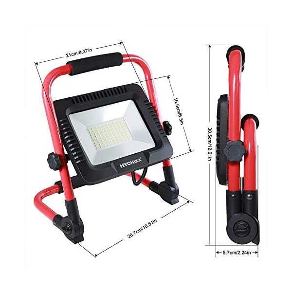 LED-Arbeitsleuchte, 50 W, zwei Helligkeitsmodi, 5500 lm, IP65 wasserdicht, 360 Grad drehbar, mit Ständer, faltbar, 6500… – Bild 8