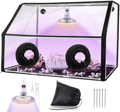 Small Indoor Grow Tent Kit That Will Change Your Growing Game 6 Meonum Mushroom Grow Tent and LED Growing Light Kit, 30 x 20 x 20 Inch Portable Large Still Air Box, Mycology Mushroom Growing Kit, Indoor Propagation Stations with 48 LED Mushroom Grow Lamp(Black)