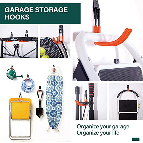 12 Pack Garage Hooks Heavy Duty, Non-Slip Garage Hanger & Organizer, Double Utility Garage Storage Hooks, Tool Hangers & Garage Organization to Storage Garden Tool, Ladder, Bike, Hose