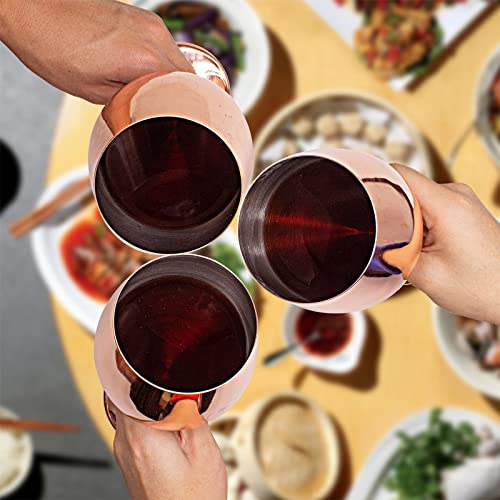 Cantong Rose Gold Wine Glasses Long Stem Stainless Steel Wine Glass 18 Oz Red Wine Glasses Set Of 2 #TOP1