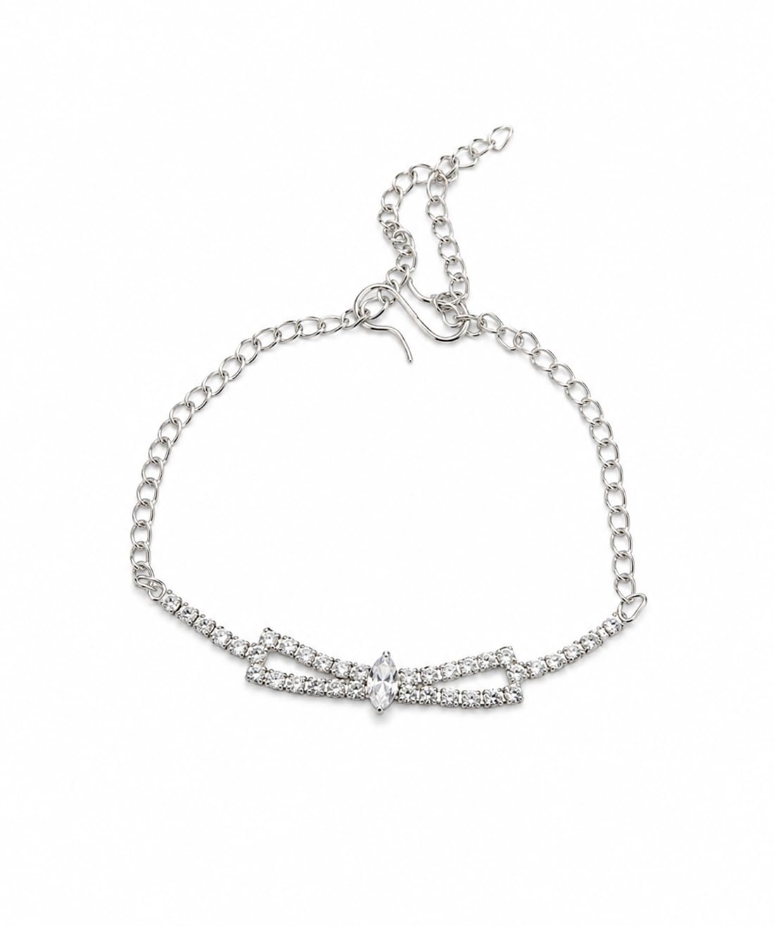 Double Row Crystal Bracelet for Men | Adjustable CZ Tennis Bracelet with Marquise Center Stone | Stylish for Boys & Men-image-10
