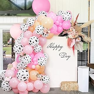 Cow Balloons Garland Arch Decoration Kit Pink Funny Cow Party Decorations White Cow Print Balloons Baby Pink Balloons Cow Latex Balloons for Farm Animal Theme Birthday Party Supplies