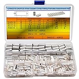 XFFCSEC 240PCS Copper Wire Ferrule Kit - Non Insulated Crimp Connectors (AWG 4/6/8/10) for Car Amplifier & Audio Installation