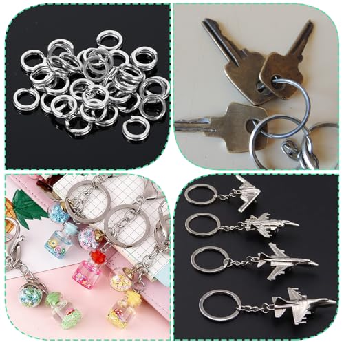 200 Stück Angeln Sprengring Edelstahl, Silber 5-9 MM Sprengringe, Jump Rings Set Mit Offenen Sicherungsring und Sicherungsringzange, für Schmuckherstellung, Halskettenreparatur, Schlüsselanhänger
