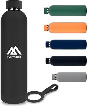 flintronic 750ml Insulated Water Bottles,Double Wall Vacuum Drinks Bottle Keeps Drinks Cold 24 Hrs/Hot 12 Hrs, Stainless Steel Water Bottle with Handle,Sports Flask BPA Free for Sports, Camping