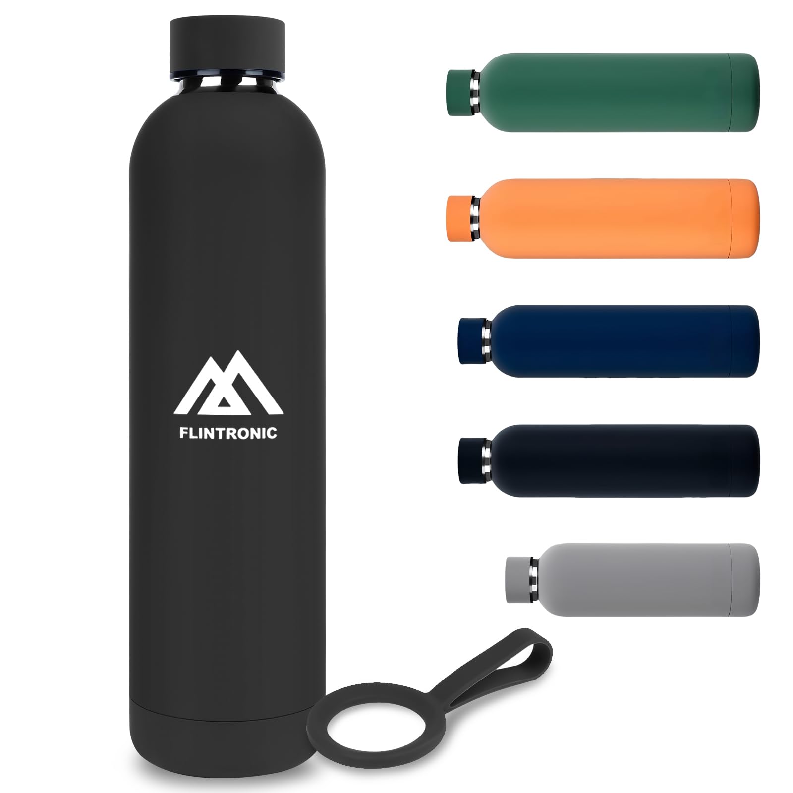flintronic 750ml Insulated Water Bottles,Double Wall Vacuum Drinks Bottle Keeps Drinks Cold 24 Hrs/Hot 12 Hrs, Stainless Steel Water Bottle with Handle,Sports Flask BPA Free for Sports, Camping