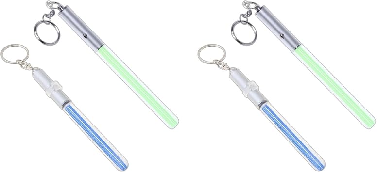 Shining Light Up Saber Keychain Party Club Light Stick Mini Lightsaber Key Ring Creative Gift Flash Torch Magic Wand Stick for Friends Family