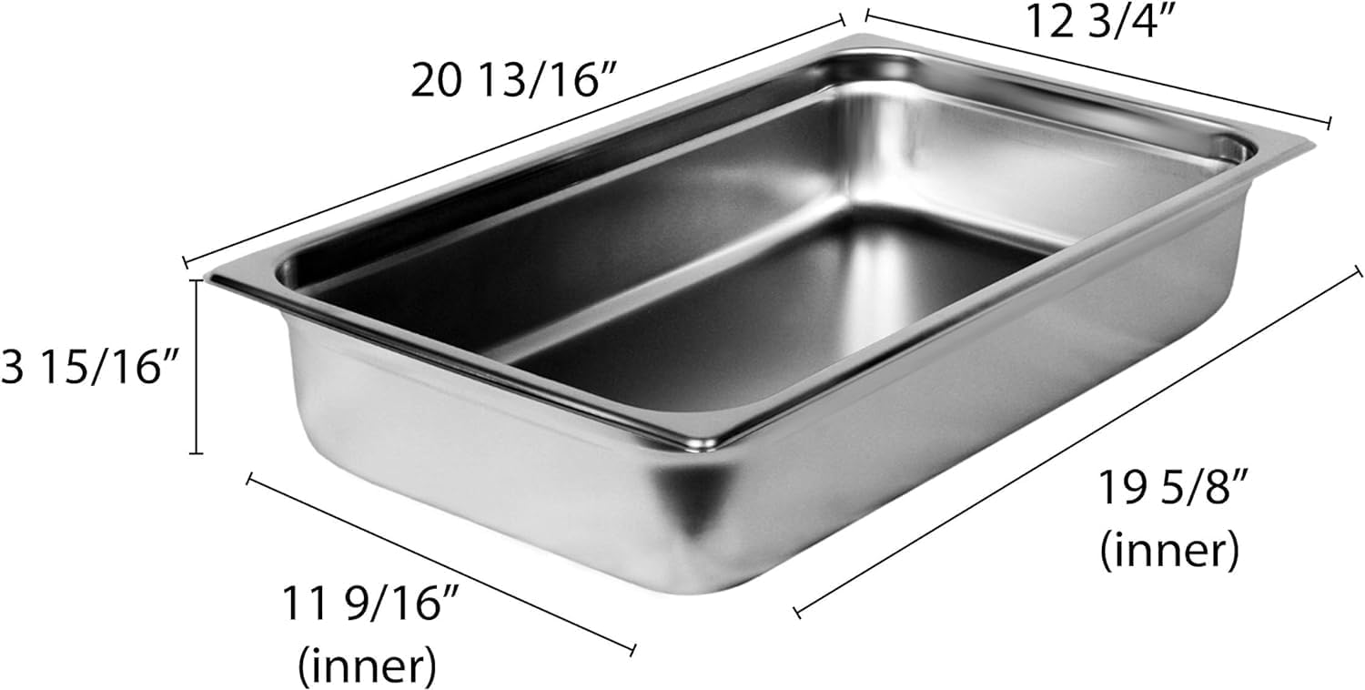 TrueCraftware-Full Size 4" Deep Stainless Steel Anti-Jamming Steam Table Pan 22 Gauge- Chafing Steam Table Pans Catering Food Storage Metal Pan Hotel Pan for Restaurant Events Catering Use