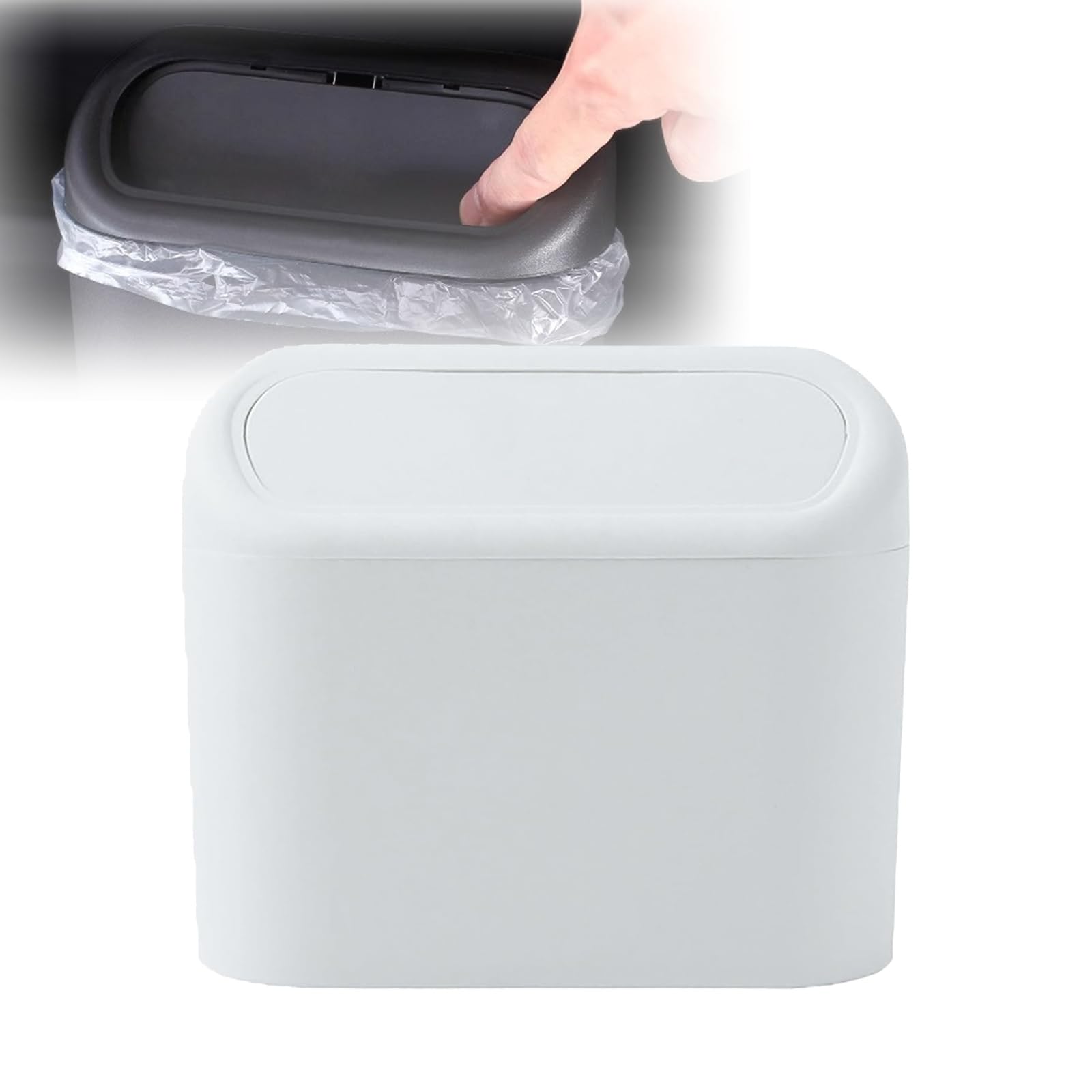 XIUDAM Car Trash Can for Alfa Romeo Mito/Spider/Stelvio/Tonale/4C 8C, Car Trash Can with Lid Hanging Car Bin for Seat Back Portable Interior Storage Box Easy Clean Accessories,B/White