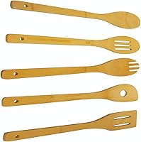 Vista 1 de Kit de cucharas de madera de alta calidad, juego de utensilios de bambú de 5 piezas, esenciales de cocina antiadherentes, regalos perfectos