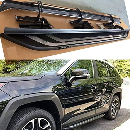 YIXI-Partswell Running Boards Side Steps Pedal Nerf Bar fits for Toyota New Venza Harrier XU80 2021 2022, Silver&Black