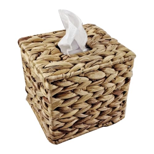 Boîte à mouchoirs, carrée, en rotin, tressée, décorative, pour salon, bureau, restaurant - 15 x 15 x 15 cm