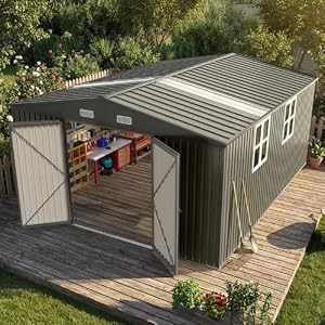 Quictent 8x8 FT Resin Outdoor Storage Shed with Floor, Plastic Storage Shed with Window & Vent, Lockable Door, Heavy Duty Tool Garden Shed for Patio Bike Lawn Mower Pool Supplies(7.2X7.6FT B