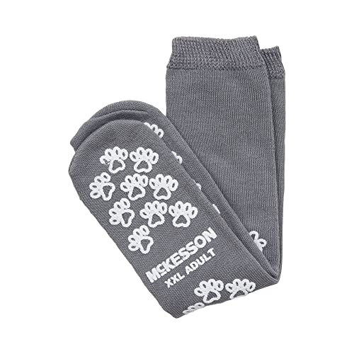 McKesson Terries Slipper Socks, Non-Slip Grip Socks, Grey, Adult Shoe 10 1/2 to 11 1/2, 1 Pair