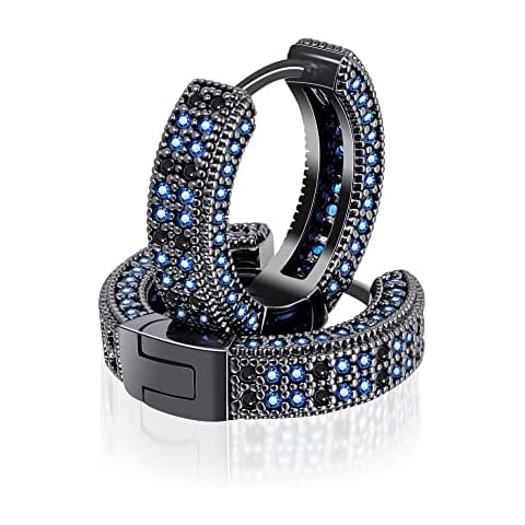 HELLOICE Hoop Earrings Iced Out Cubic Zirconia Huggie Cartilage Cuff Diamond Hypoallergenic 18k Gold Plated Round Circle Earrings Hoop Earrings 5A CZ Stones Lightweight for Men, Cubic Zirconia Cover