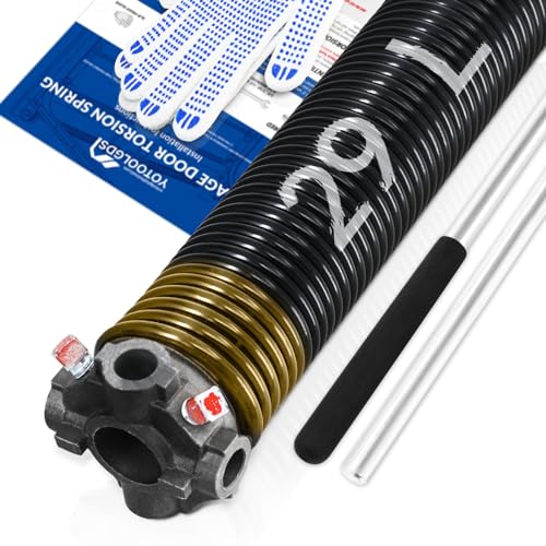 YoToolGDS Left Hand Wind(Black Cone)2" Garage Door Torsion Spring with Non-Slip Winding Bars & Gloves, High Precision Electrophoresis Black Coated, for Replacement, MIN 16,000 Cycles (0.250x2''x29'') by YOTOOLGDS - Used condition - US$59.19