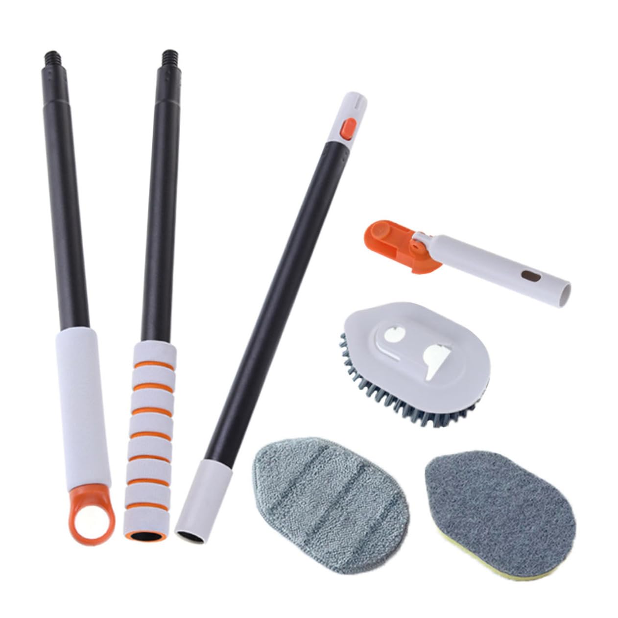 Mikinona 1 Juego Cepillo de Limpieza de Baño Multifuncional con Mango Desmontable Escobilla para Azulejos y Grietas Completo con Cabezal de Cepillo y Repuestos Herramienta para Limpieza de