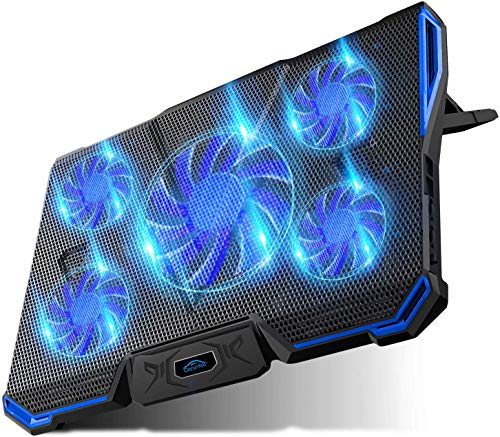 Carantee Laptop Cooling Pad 5 Quite Fans Notebook Cooler Pad USB Powered, 7 Level Adjustable Mount Stands