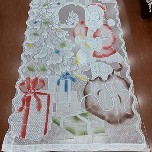 Cortinas de Renda de Natal Luz Led Papai Noel Meia Cortinas Blackout Sala Estar Quarto Decoração Cas