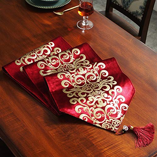 Textile en polyester rouge à paillettes pour art de la table de prestige