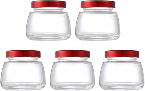 Miniatura 1 de Veemoon 5 recipientes de vidrio herméticos, tarros de vidrio para almacenamiento de alimentos, tarro de miel con tapa, olla de abeja de miel para el
