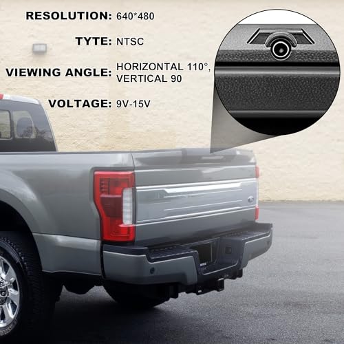 Image of PartsFlow Tailgate Handle with Rear View Backup Camera Compatible With 2017-2022 Ford F-250 F-350 F-450 Super Duty Without Release Button Replaces# HC3Z-9943400-NB HC3Z-9943400-NA