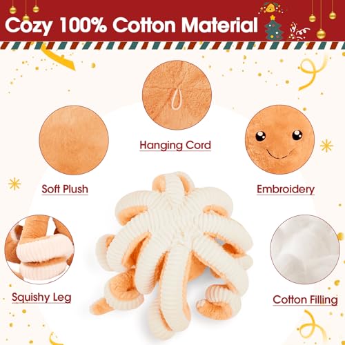 Image of DENTRUN Octopus Plush Toy, Cute Stuffed Animal in 5 Colors 4 Sizes for Gift | 7 /16 /24 /32 inch sizes, 5 vibrant colors, soft plush sea animal, giant gift for all ages, birthday /Xmas /Halloween