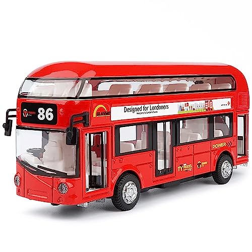 Image of DEOXY Double Decker Toys for Kids Diecast Metal Alloy London Bus Light & Music Open Door Collection Toys for Boy Kids, Brown