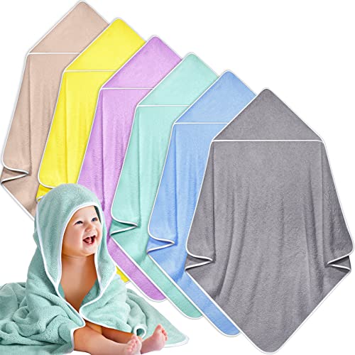 6 Pack Baby Bath Towel, Coral Fleece Soft Absorbent Newborn Hooded Towel for Kids, 30 x 30 Inch Hooded Baby Toddler Bath Blanket Towel for Babies Toddler Infant Shower Gift Supply (Mixed Colors)