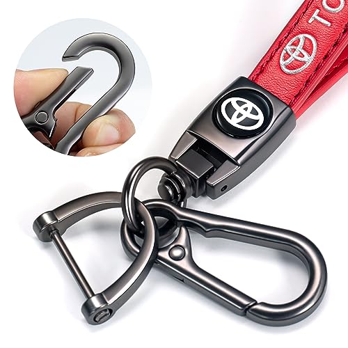 Image of TACOMA Genuine Leather Car Keychain for Key Chain for Men and Women Family Present Key Ring Accessories(Black)