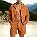 2 Piece Sun Protection Shorts Set for Mens Lightweight Hoodie UPF 50+ Breathable Jacket Outfits for Hiking Travel Orange