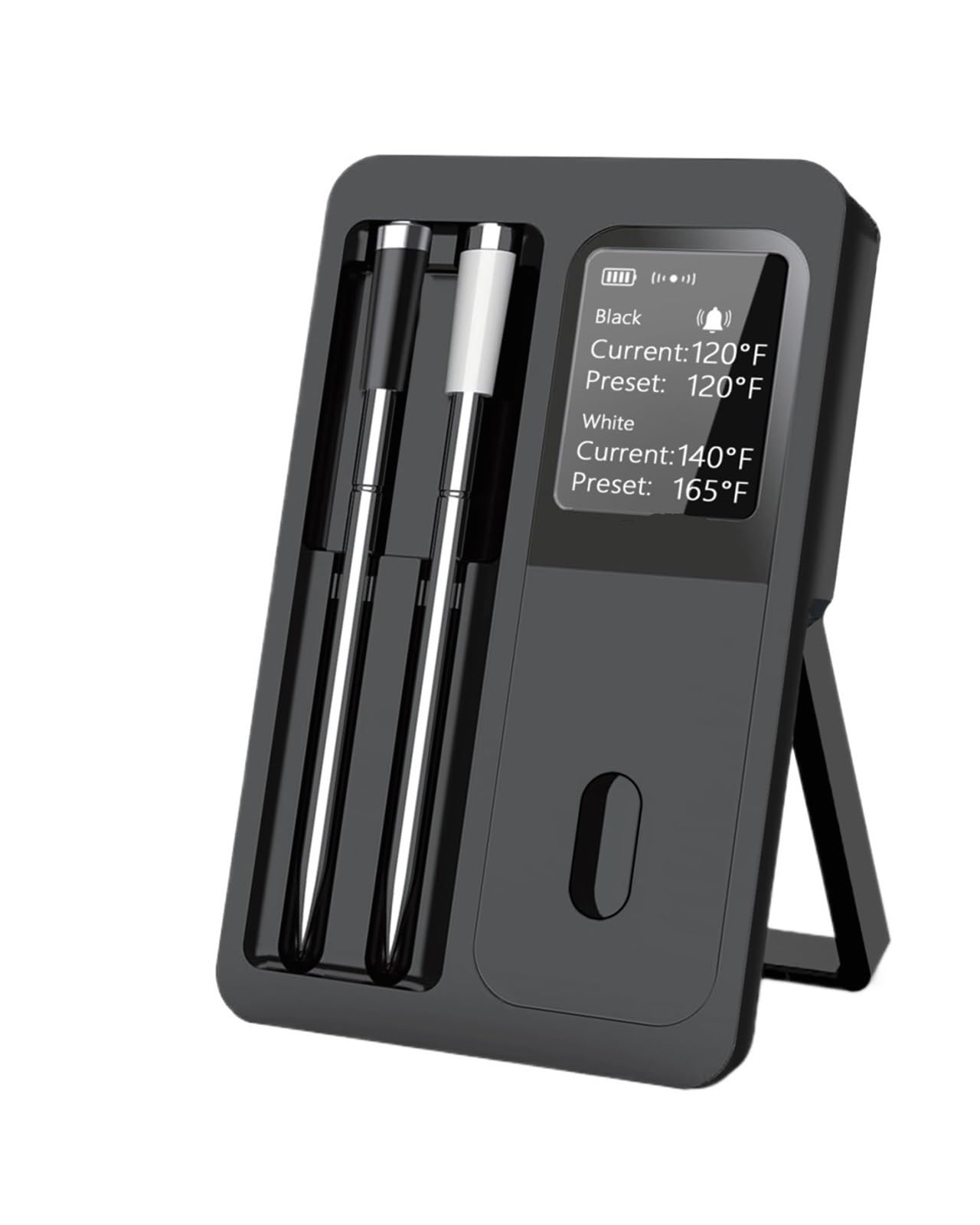 Termómetro Inalámbrico For Carne Con Bluetooth, Sondas Impermeables Con Pantalla | Sondas dobles de acero inoxidable, configuraciones de temperatura preestablecidas, pantalla legible,(2 BF-40)