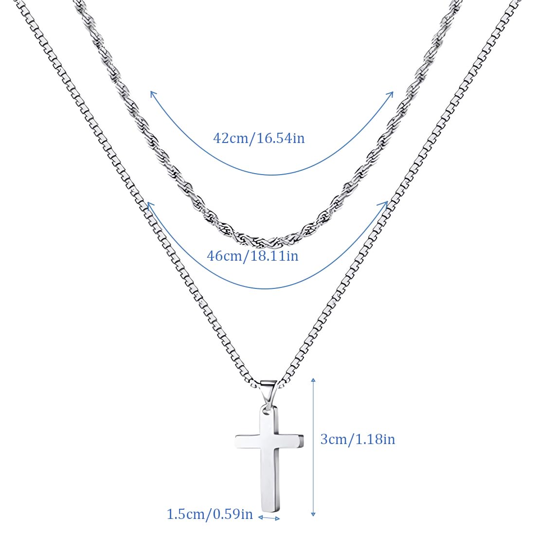 Collana con croce in argento mini per uomo - Ciondolo a croce in argento 925 - Croce in argento con catena - Collana da uomo - Gioielli da uomo di Twistedpendant - Italia