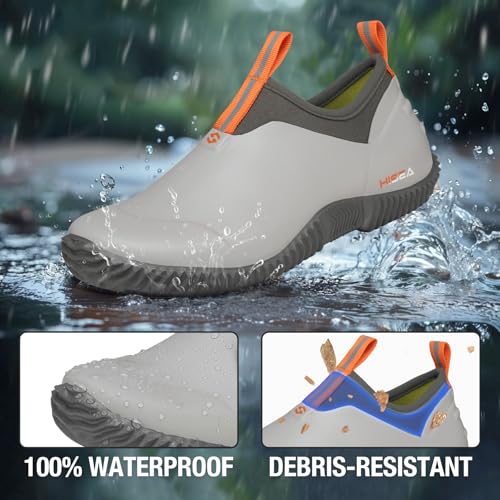 HISEA Waterproof Garden Shoes for Women Neoprene Slip-On Rubber Rain Footwear Short Ankle Booties2