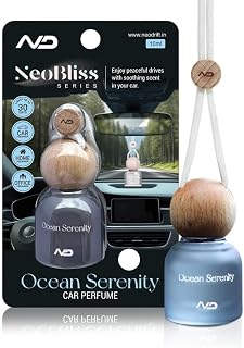 NEODRIFT 'NeoBliss' (Set of 1) | (Ocean Serenity) Car Hanging Diffuser Car Perfume & Air Freshener in Glass Bottle with Wo... Price In India