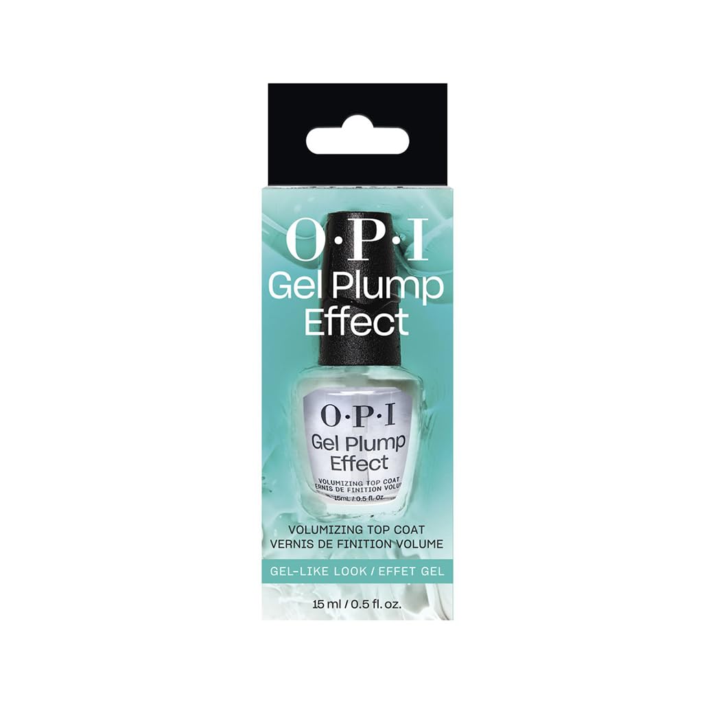 Top Coat Effet Gel OPI Gel Plump – Fini volumateur ultra brillant, protège les ongles sans lampe UV. Résultat gel garanti en un seul geste. Flacon 15 ml.
