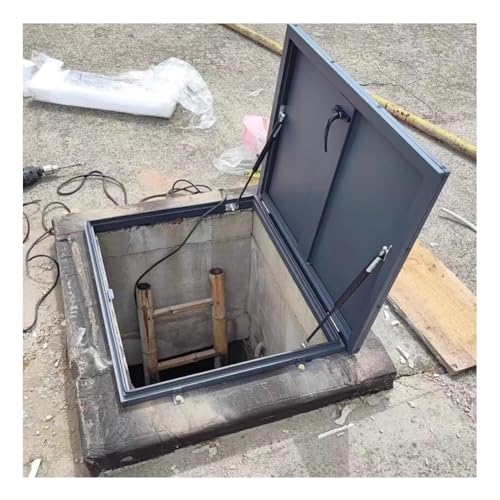Aluminum Roof Hatch; Commercial Roof Security Door; Roof Accesses Hatch Manhole Lids Maintenance Roof for Skylight Ceiling Entry(Gray,55x55cm)