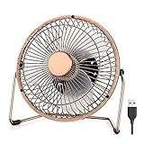 EasyAcc 6 Inch USB Desk Fan, 360°Rotation Small and Quiet,Powerful Portable Strong Airflow,Mini Metal Personal Cooling Fan with 2 Speed for Home Office,Bronze(USB POWERED ONLY)