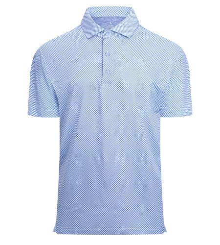 Alex Vando Mens Golf Shirt Moisture Wicking Classic Print Golf Shirts for Men