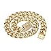 Gold Dog Chain Collar, Stainless Steel Cuban Link Chain Metal Dog Collar with Design Secure Buckle, 19mm Width Heavy Duty Dog Collar Necklace for Small Medium Large Dogs