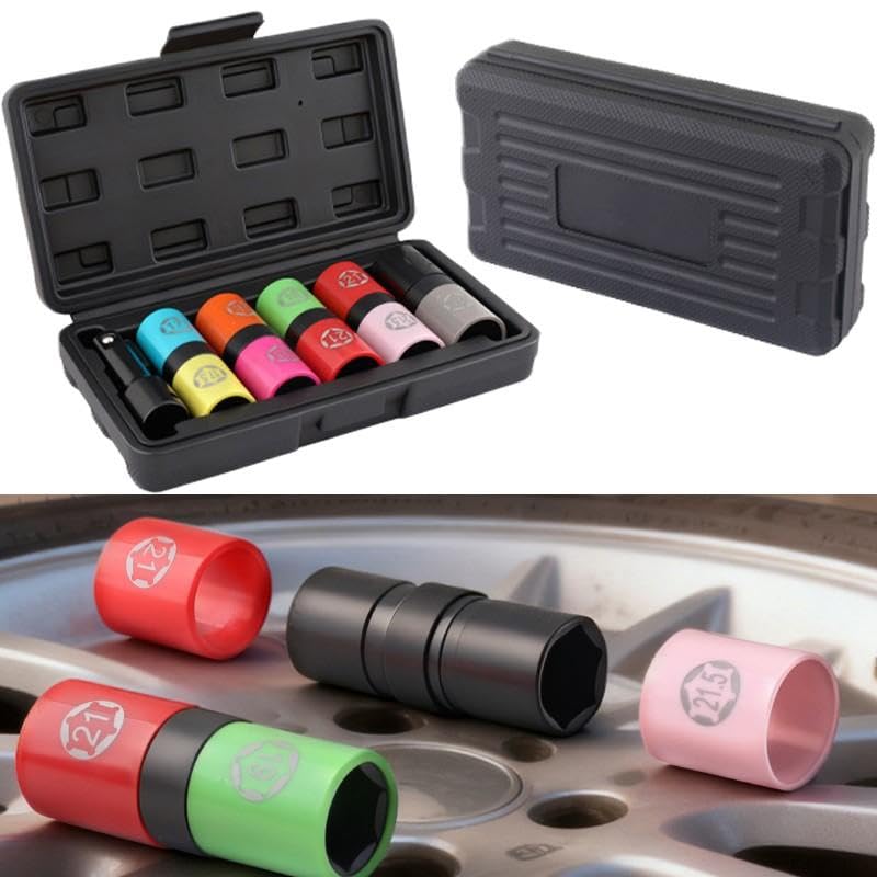 Set Chiavi a per bussola 1/2" per acciaio Cromo Vanadio 6 per Auto e Ruote - Custodia 17-22.5mm