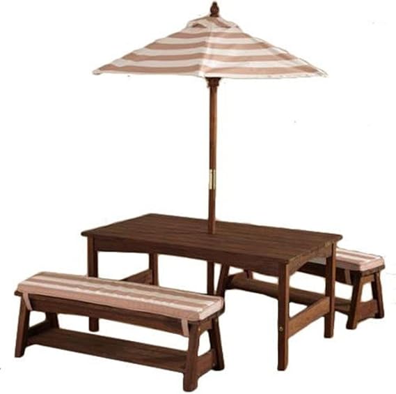 KidKraft Outdoor Wooden Table & Bench Set with Cushions and
