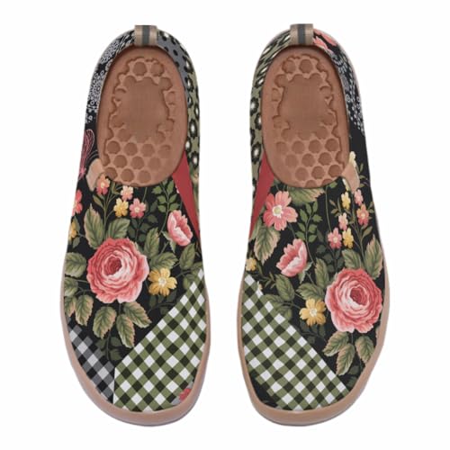 Women's Floral Slip-on Shoes, Colorful, Comfortable and Lightweight, Artistic Travel Sneakers, Casual Floral Fashion Daily Loafers