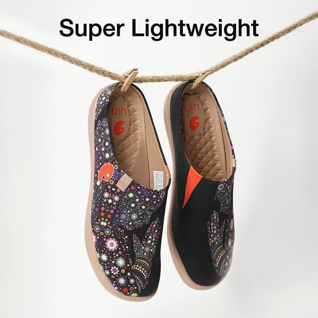 Image of UIN Slipper Woman Travel Art Painted Shoes Wide Toe Casual Home Slip On Mules Malaga
